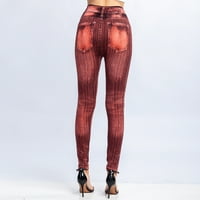 Sexy Fau Jeans gamaše Žene Stretch tiskane kratke leggine plus veličine teleće hlače za hlače visoke