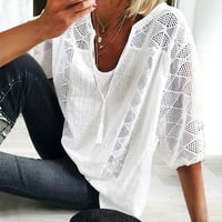 Advoicd ženske bluze i vrhovi Ležerne prilike na dugim rukavima moda V izrez čipkasti patchwork bluza