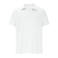 Polo košulje za muškarce V izrez Slim Fit Stripe s kratkim rukavima Visoka elastična pika za golf majicu