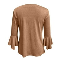 Usmixi prodajna dukserica za žene casual gumb gore ruffle rukave naletirani rub lagani pulover Tunic