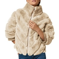 Kaput za žene krznene veličine rukava topla jakna Fauxlong Plus Outerwear Kratki kaput Ženska kaput