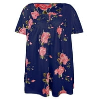 Fartey plus veličina Elegantna bluza za žene cvjetna print casual majica V Crt gumb labav majica Ljetni