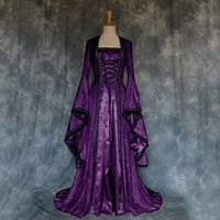 Puntoco ženski klirens plus veličina haljina u stilu čvrste boje Trumtni rukavac princeza haljina ljubičasta