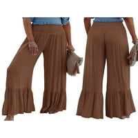 Binwwede žene modne divlje casual pantalone čvrste boje elastične visoke struk široke lounge hlače ljetne