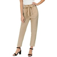 Žene Casual Hlače ravne noge Ljetne hlače Reklara s visokim strukom Kućni hlače sa džepovima Khaki M