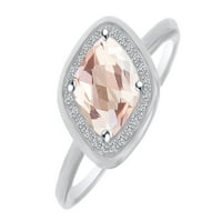 Izrezan jastuk Simulirani morgatit i bijeli prirodni dijamantski solitaire halo zaručnički prsten u