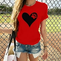 Košulja i košulja Žene vrhovi rukav za printu Ležerne bluza Žene O-izrez Kratka majica u obliku srca