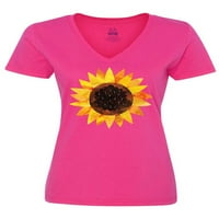 Inktastična ljetna grunge suncokret ženska majica V-izrez