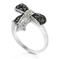CTTW crno-bijeli dijamantni prsten. Sterling srebrna sa veličinama obloga za rodijum