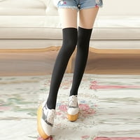 Ploknplq Crne čarape Žene Visoke cijevi za šivanje čarapa Velvet Pantyhose Bedra Anti-kuka Svilene čarape