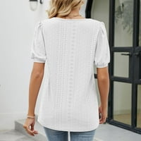 MLQIDK Womens Kvadratna majica izreka izdubljena pokazivača Tople Flowy Plain Tees White L