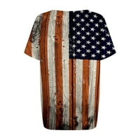 Aufmer Clearsance Patriotske majice za žene Activewear Američka zastava, modne žene Ljeto tiskanje kratkih