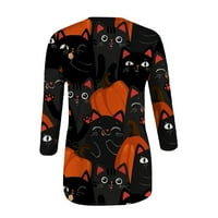 Lolmot Halloween vrhovi za žene bundeve mačke uzorak rukav printe casual fit fit crew dukserice TESES