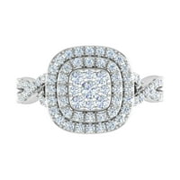 Carat Prong set Diamond Halo Angažman prsten u 10k bijelo zlato