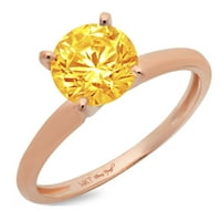 0. CT sjajan okrugli rez prirodni citrinski 14K Rose Gold Solitaire prsten SZ 4.75