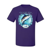 Plava grafička majica Marlin Riba, ljubičasta, 2xl
