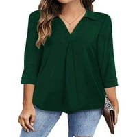 Paille dame bluze bluza od košulja u boji u boji elegantna poslovna tunika košulja crno zelene s