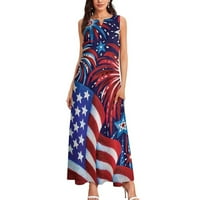 Lovskoo Ženske dame 4. jula vrhovi tenk American zastava Torp Star Top V-izrez bez rukava Ljetna večernji