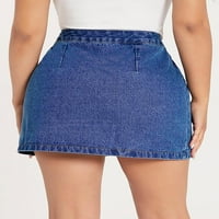 Singreal ženski visokog struka A-line gumb traper jean suknja mini suknja
