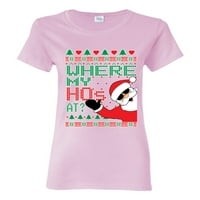 Djed Mraz gdje sam moj hos? Ružni božićni džemper ženska grafička majica, svijetlo ružičasta, 2xl