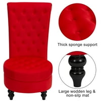 Throne kraljevska stolica za dnevni boravak, gumb-tufovan akcentni nosač bez naoružanja sa većim sjedištem, debelim jastučićima i nogama od gumenih drveta, entuzijastično crveno