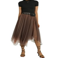 Kelajuan Women Midi Tulle suknje, povremeni asimetrični sloj visokog struka A-Line Tutu suknja sa vrećicom