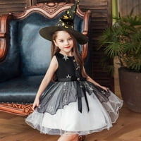 Cuhas Goth Halloween Crne haljine za žene Gothic Goth Toddler Kids Girls Cvjetni zvjezdani uzorak Princess Party Tulle + Hat Purple 130