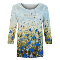 Jsaierl Womens rukav vrhovi Ljeto plus veličine Ispis posade Crw majice Elegantna mekane bluze za tee