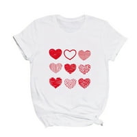 Ženska Crewneck Heart Ispiši majicu Loose udobne ženske bluze Valentines vrhovi