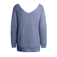 Labakihah džemperi za žene Žene dugih rukava s dugim rukavima od pulover s pulover od pukog boja od