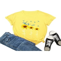 Majica za ženske zabavne cvjetne grafike casual crewneck kratki rukav ljetni slatki majica
