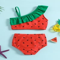 Keyakidsaa Kids Toddler Baby Girls Bikini Set Ruffled luffledmelon sjemenke ispisa vrhovi i podnesak