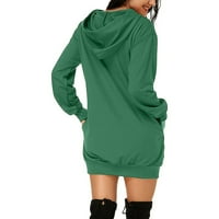 CETHRIO WINORS Dress- Ležerna sa džepom Božićnim tiskanim haljinama s dugim rukavima Green