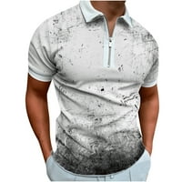 Košulje za muškarce čišćenje Muška 3D ispisana rever pola zip pulover atlezure majica kratkih rukava