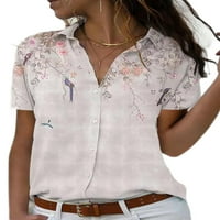 Beiwei žene labave gumb niz tuniku V izrez Elegantna bluza Kratki kaufni majica