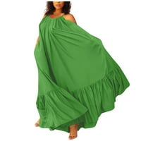 Huachen ženska modna casual čvrsta kaiševa haljina Džepna haljina bez leđa