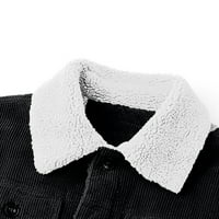 Tking modni muški jesen i zimsku casual modni modni čvrsti jakni jakne za jaknu Corduroy jakna - crni