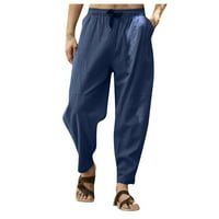 Hlače Muške ležerne i udobne casual pantalone pamučne pantalone plave 5xl