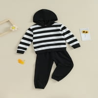 Liacowi Baby Slatka odjeća Stripe s dugim rukavima dukserice i elastične hlače koje su postavljene za