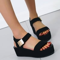 Sandale za žene modna platforma kline pete velike veličine bojabloka rimske papuče crna veličina 8.5