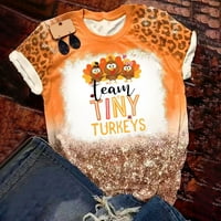 Olyvenn T majice Bluza Prednji čvor Žene Crew Crt Laba Ležerne prilike Dan zahvalnosti Team Tin y Turkeys