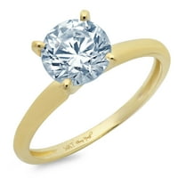 CT sjajan okrugli rez Clear Simulirani dijamant 18k žuti zlatni pasijans prsten sz 5