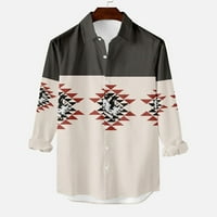 Košulje za muškarce Odricanje dugih rukava dugi rukavi kaubojske teme Ispis Cardigan košulja Khaki M