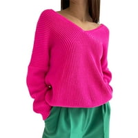 Džemper od kornjača FVWitlyh za žene s dugim rukavima s dugim rukavima labav pulover pleteni skakač