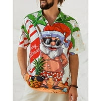 Muška božićna casual majica kratkih rukava Havajska majica sa džepom prsa