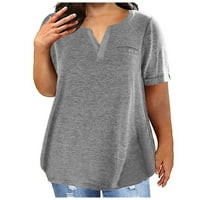 Dame Top V izrez Moda Solid Boja Pokaža s kratkim rukavima Labava majica Ženske plus veličine Ljetne