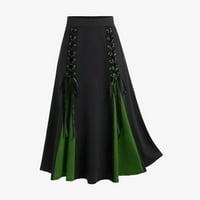 Puntoco Clearence Women Plus veličina zavoj patchwork visoki struk midi suknja Gotic naglih suknje zelena