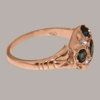Britanci izrađeni tradicionalni čvrsti kruni 9K ružičasti zlatni prsten s prirodnim London Blue Topaz