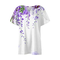 GDFUN Ženske plus veličine ljetne latice majice majice Ležerne prilike sa labavim ispisanim V majice