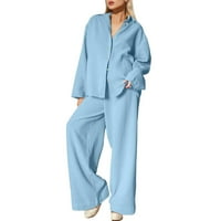 Objave za žene Francuski ugodno labavi dvostruki sloj Crepe Gown Pajamas domaće setovi